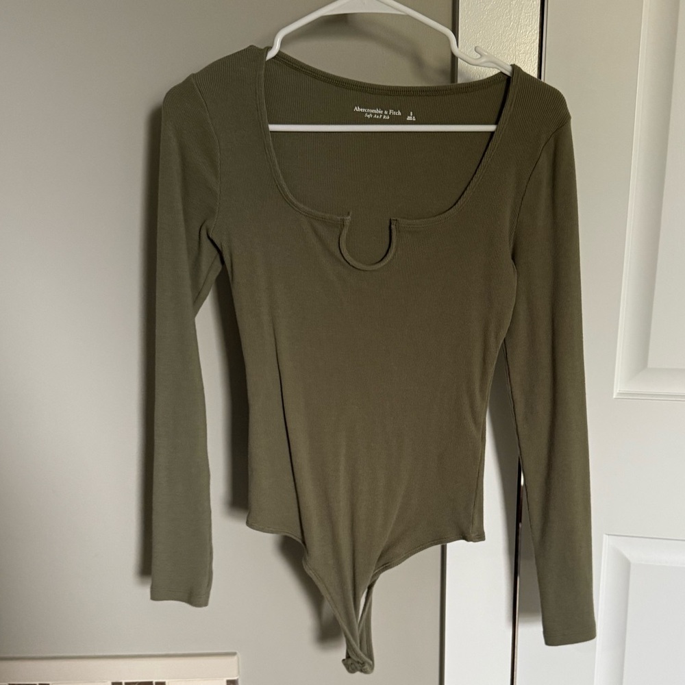 Abercrombie & Fitch Khaki Long Sleeve Bodysuit
